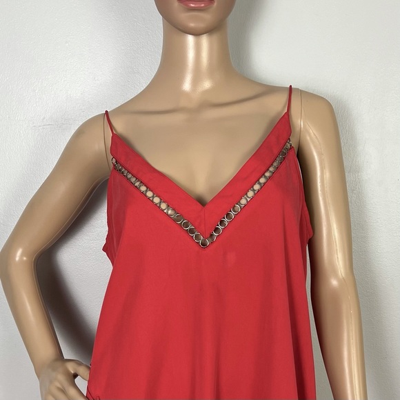 FREE PEOPLE RED TUNIC MIDI SLIP DRESS - Picture 3 of 11
